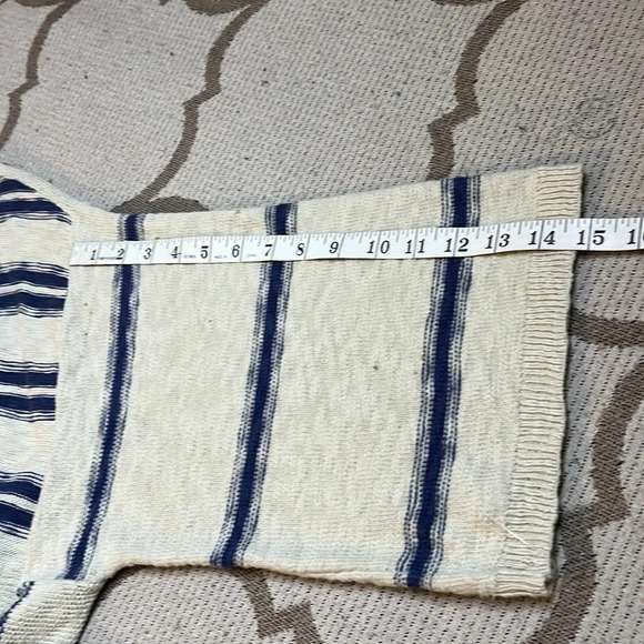 Pure Jill cotton striped blue white open front longline cardigan size medium - Picture 15 of 16